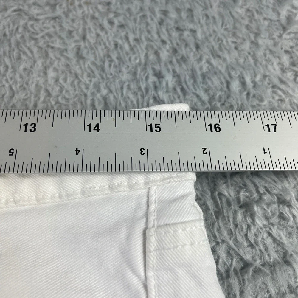 American Eagle Highest Rise Baggy Short White Distressed Denim Size 12 Waist